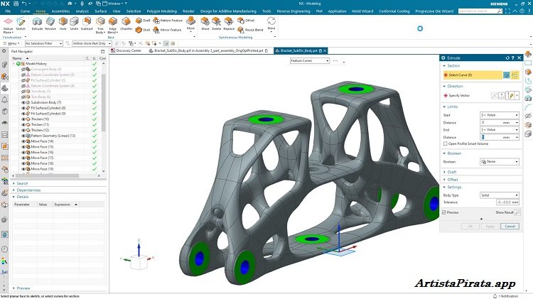 Siemens NX Interfaz de modelado 3D