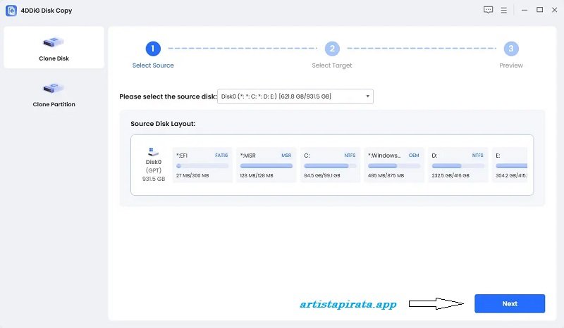 4DDiG Disk Copy Español Drive