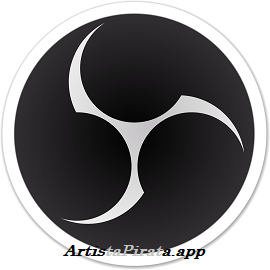 Logo de OBS Studio, software libre para grabar y transmitir video en vivo.