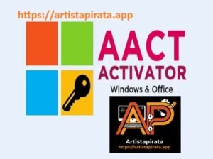 Logotipo del activador AACT 2026 con la marca Artistapirata.app de Windows y Office.