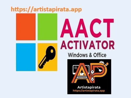 Logotipo del activador AACT 2026 con la marca Artistapirata.app de Windows y Office.
