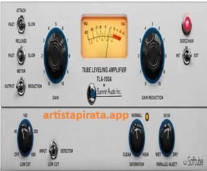 Summit Audio TLA‑100A Full Activada Crack plugin interface showing tube leveling amplifier controls in DAW.