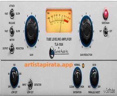 Summit Audio TLA‑100A Full Activada Crack plugin interface showing tube leveling amplifier controls in DAW.