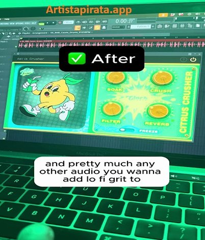 Plugin Citrus Crusher Full Activado integrado en un DAW profesional con efectos lo-fi aplicados