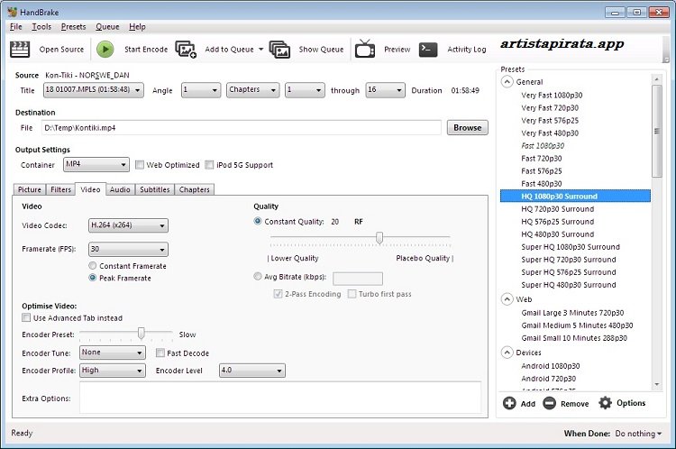 HandBrake Encoder Full Espanol