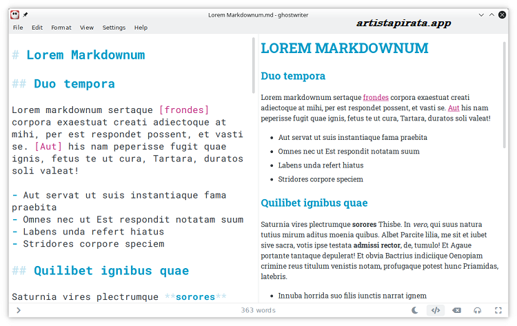KDE Ghostwriter Interfaz de activado