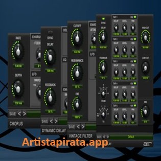 Interfaz de Creative FX Collection Plus Full Espanol mostrando efectos de audio para producción musical