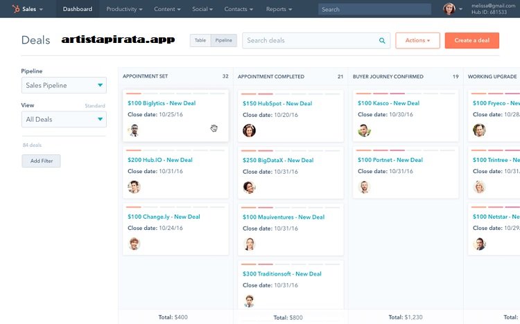 HubSpot CRM Interface