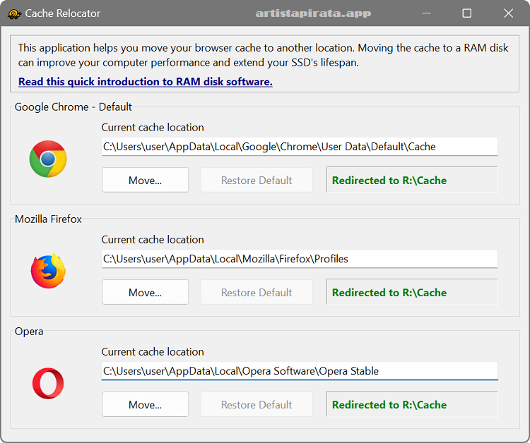 SoftPerfect Cache Relocator Descargar Windows