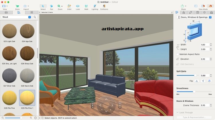 Diseño de interiores en Live Home 3D 5.1 con muebles, materiales e iluminación 3D para visualizar propuestas de decoración y explorar estilos mediante renderizado con IA.
